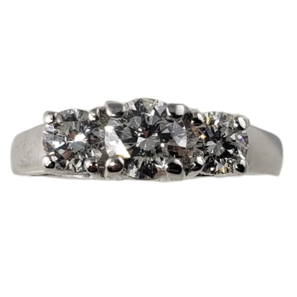 Vintage 14 Karat White Gold Past, Present & Future Diamond Ring Size 6.75 #16984 - Picture 1 of 9